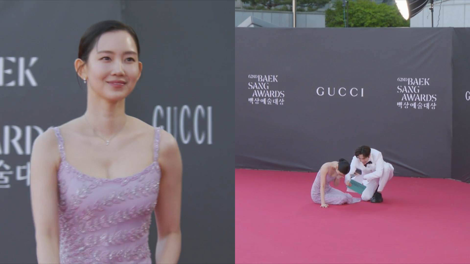<a href='https://star.ebc.net.tw/search/tags/申鉉彬/' target='_blank'>申鉉彬</a>疑因高跟鞋跟斷掉，而在紅毯上摔倒。（圖／翻攝自Naver）