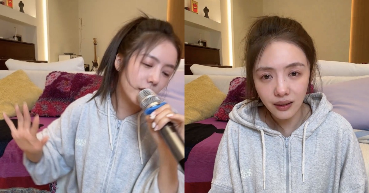 中國女星蔡文靜在本月9日晚間微醺直播。（圖／翻攝自蔡文靜 微博）