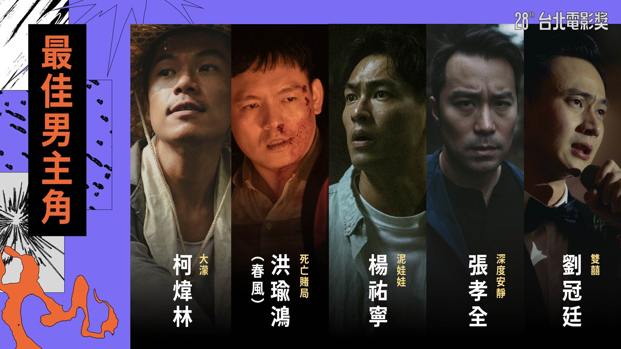 最佳男主角入圍名單。（圖／台北電影節）