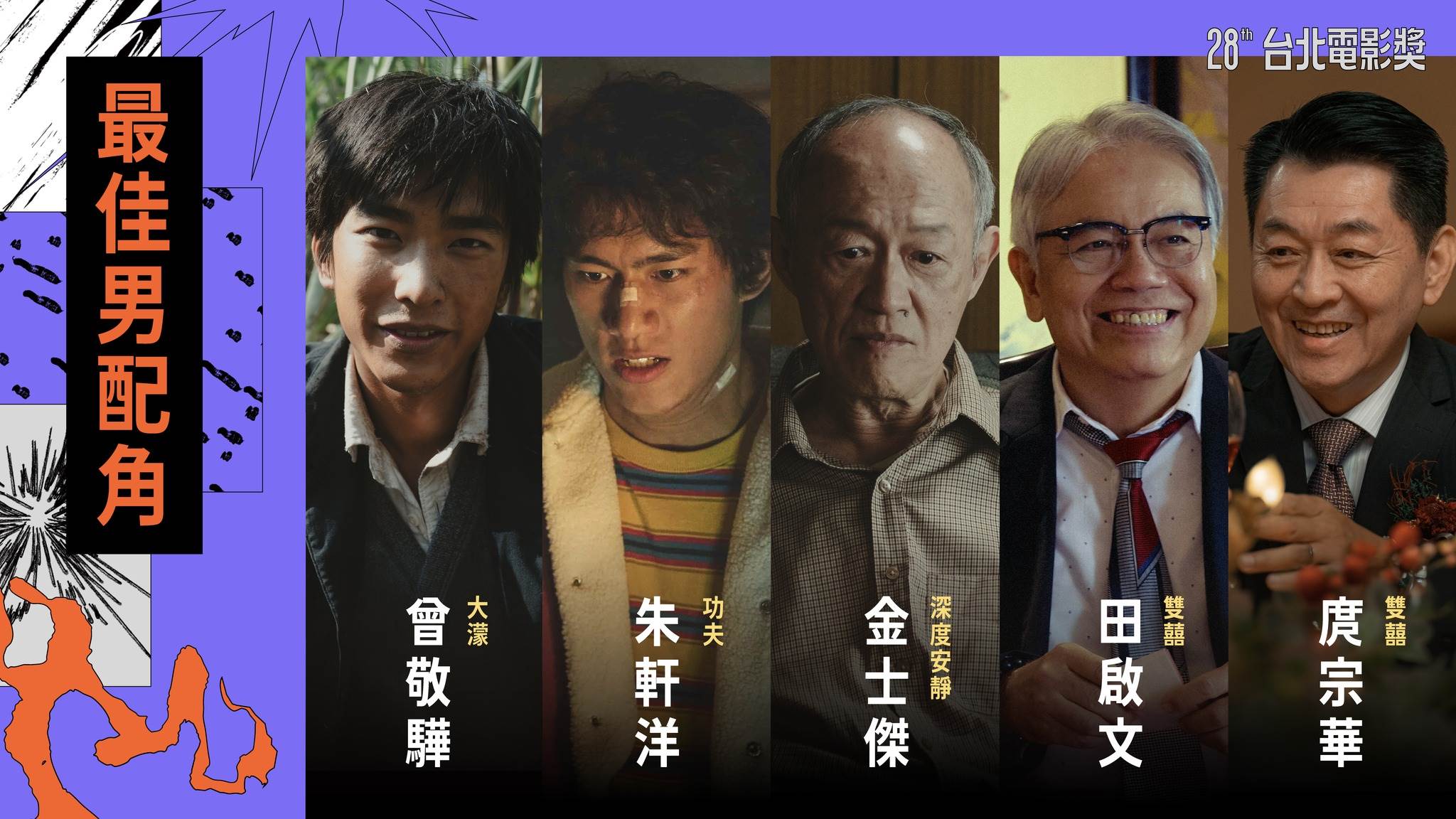 最佳男配角入圍名單。（圖／<a href='https://star.ebc.net.tw/search/tags/台北電影節/' target='_blank'>台北電影節</a>）