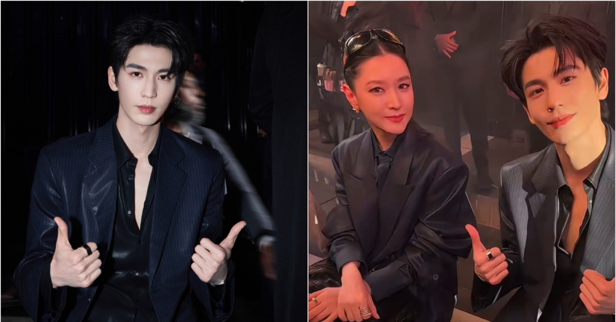 中國男星張凌赫出席2027早春大秀「GucciCore」，和韓國女星李英愛合照。（圖／翻攝自張凌赫工作室微博）