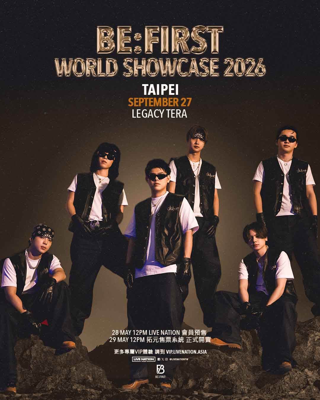 日本男團BE:FIRST前進世界，《BE:FIRST WORLD SHOWCASE 2026》台北開唱主視覺。（圖／Live Nation Taiwan提供）