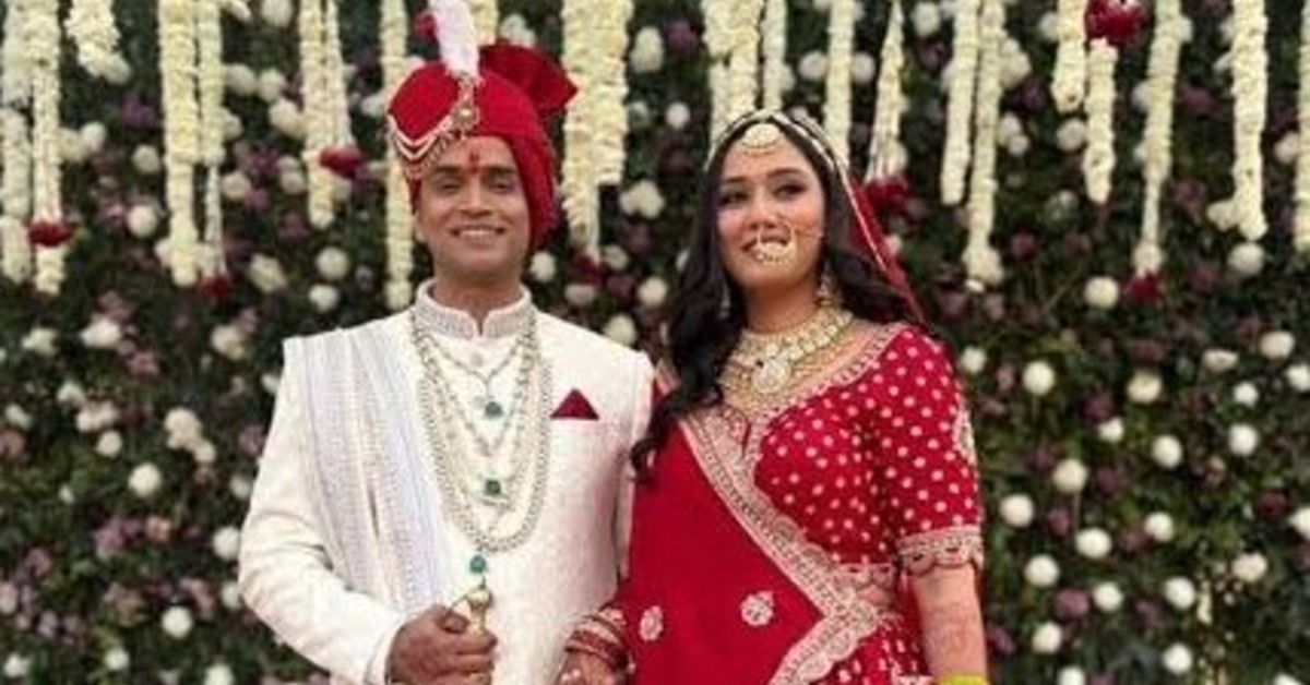 印度女星Twisha Sharma去年和律師Samarth Singh結婚，如今Twisha Sharma爆出在丈夫家頂樓疑似輕生身亡。（圖／翻攝自X）