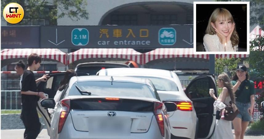 「狼人殺女神」紀卜心宜蘭慶生，一行人在馬路中間違停下車，險象環生。（圖／CTWANT）