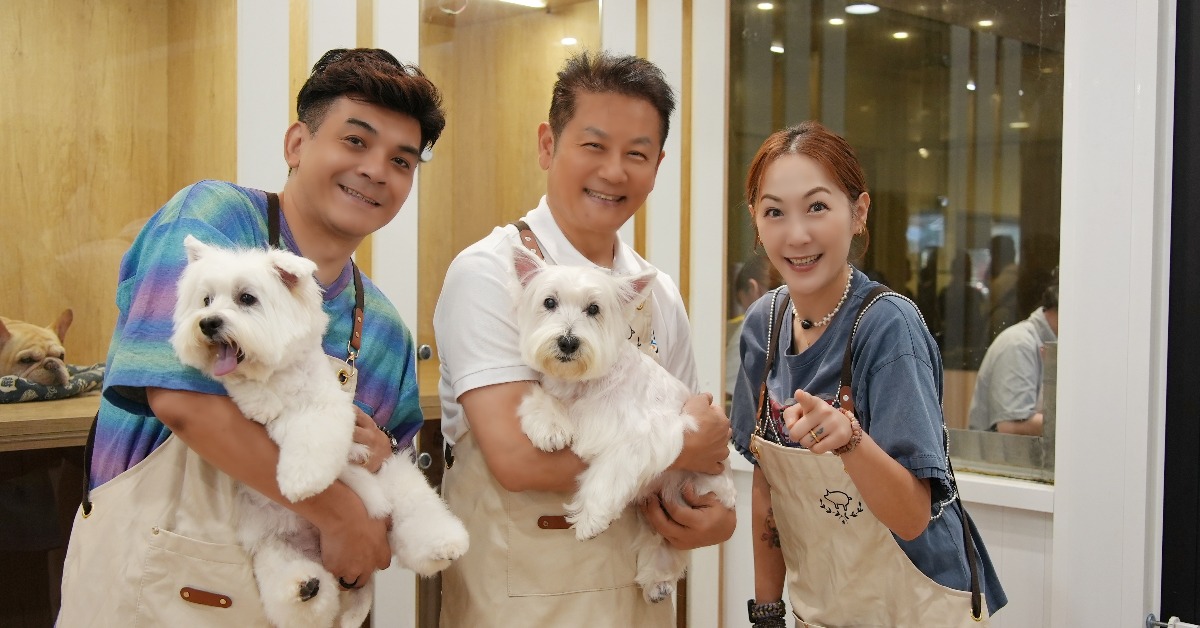 徐乃麟帶著愛犬波波、曼曼接下實境節目《今天誰帶路》。（圖／東森超視提供）