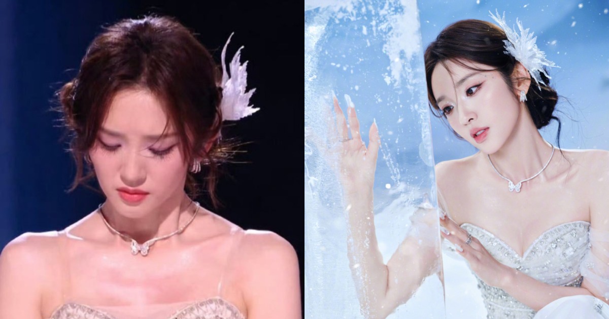 女星唐藝昕在《乘風2026》（浪姐7）舞台上演唱〈雪人〉。（圖／翻攝自微博）