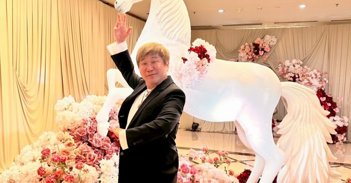 胡瓜出席印尼台商夫妻金孫滿月酒。（圖／下面一位提供）