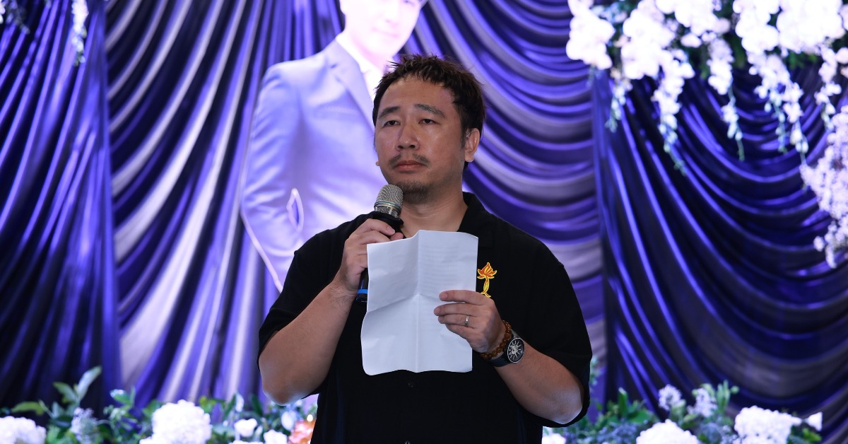傅子純弟弟傅子寧在告別式上悲痛致詞。（圖／民視提供）