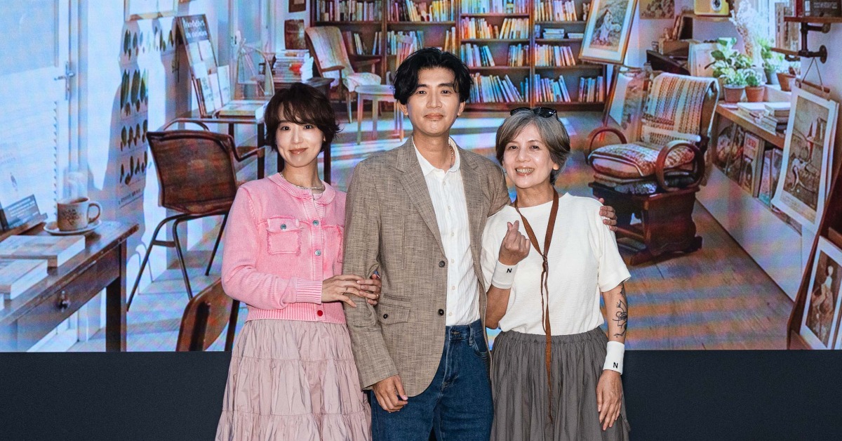 《他的靈魂與他的書店》首映記者會，左起：林子熙、曾少宗、黃柔閩一同出席。（圖／大愛）