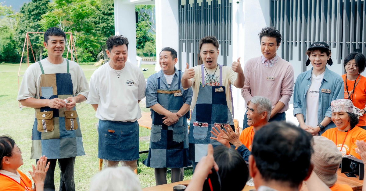 姚元浩（左起）、庹宗康、屈中恆、余祥銓、陳鴻、顏佑庭錄製《嗨！營業中》。（圖／好看娛樂提供）