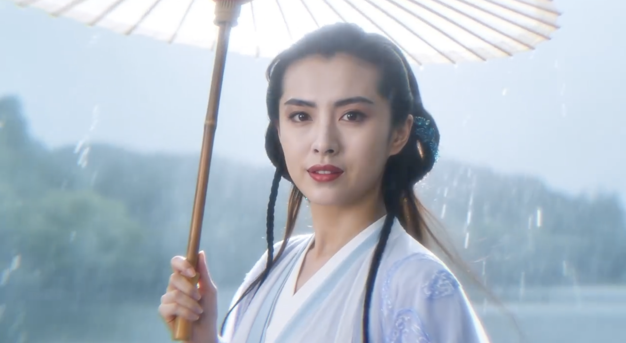 王祖賢變身撐傘的民國女子。（圖／翻攝自微博）
