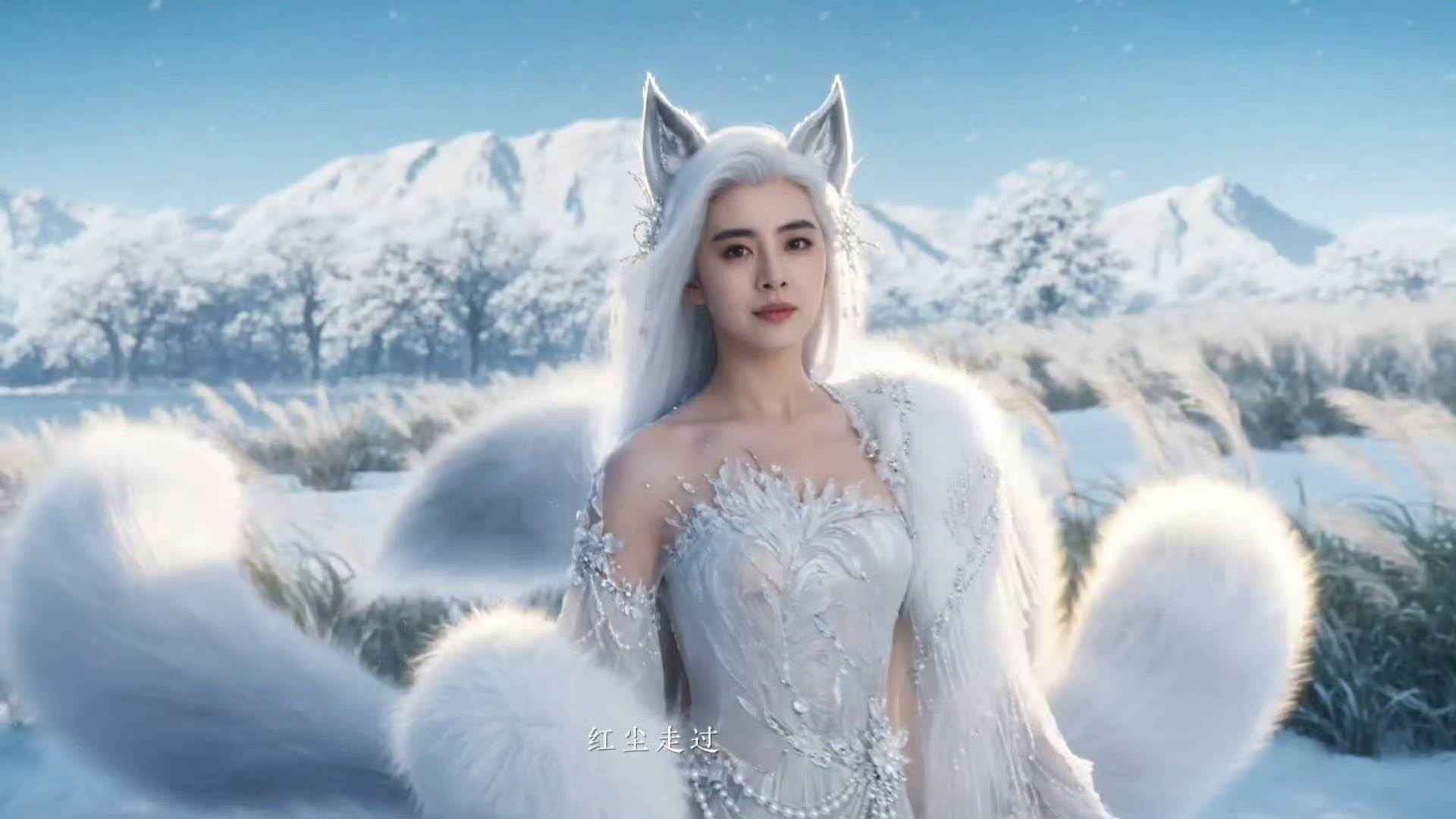 王祖賢化身雪原裡的九尾狐。（圖／翻攝自微博）