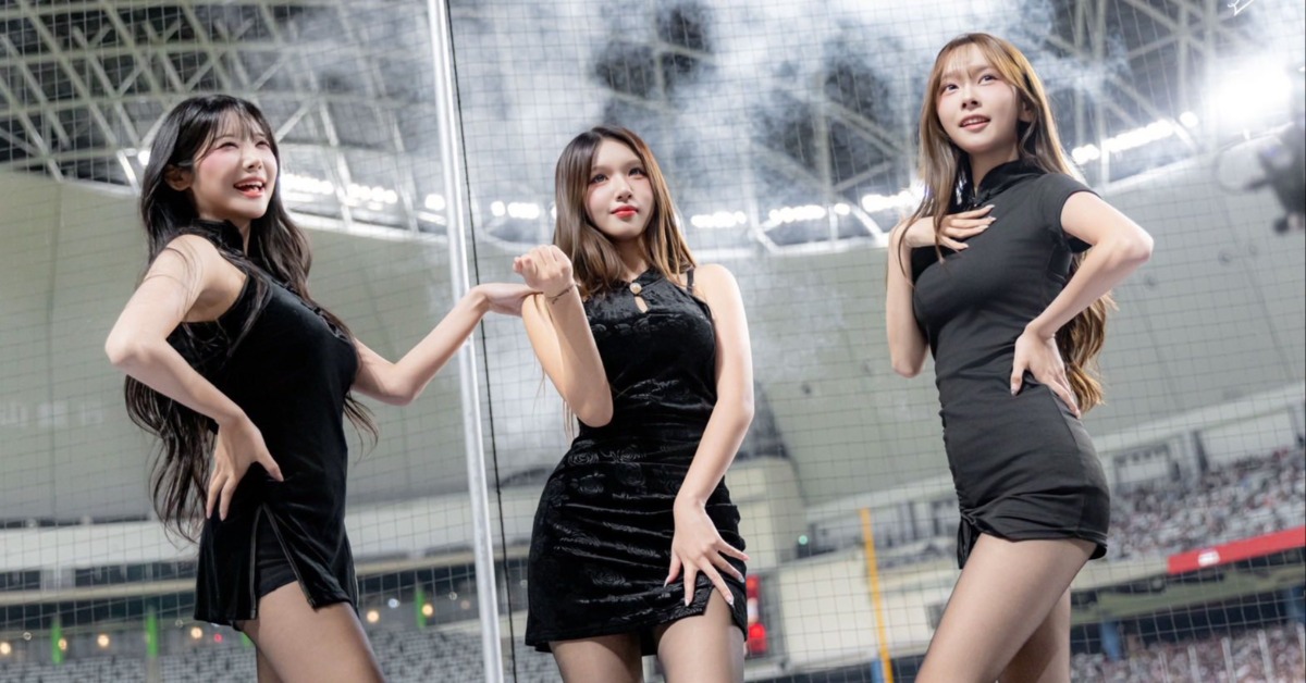 樂天女孩韓援三本柱高佳彬、廉世彬、金佳垠在「辣年糕趴」熱舞。（圖／樂天桃猿提供）
