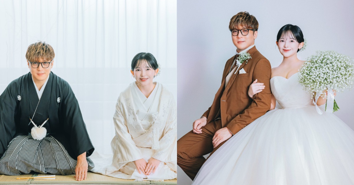 寫真女星天木純曬出婚紗照，宣布和競輪選手佐佐木悠葵結婚。（圖／翻攝自天木純 IG）