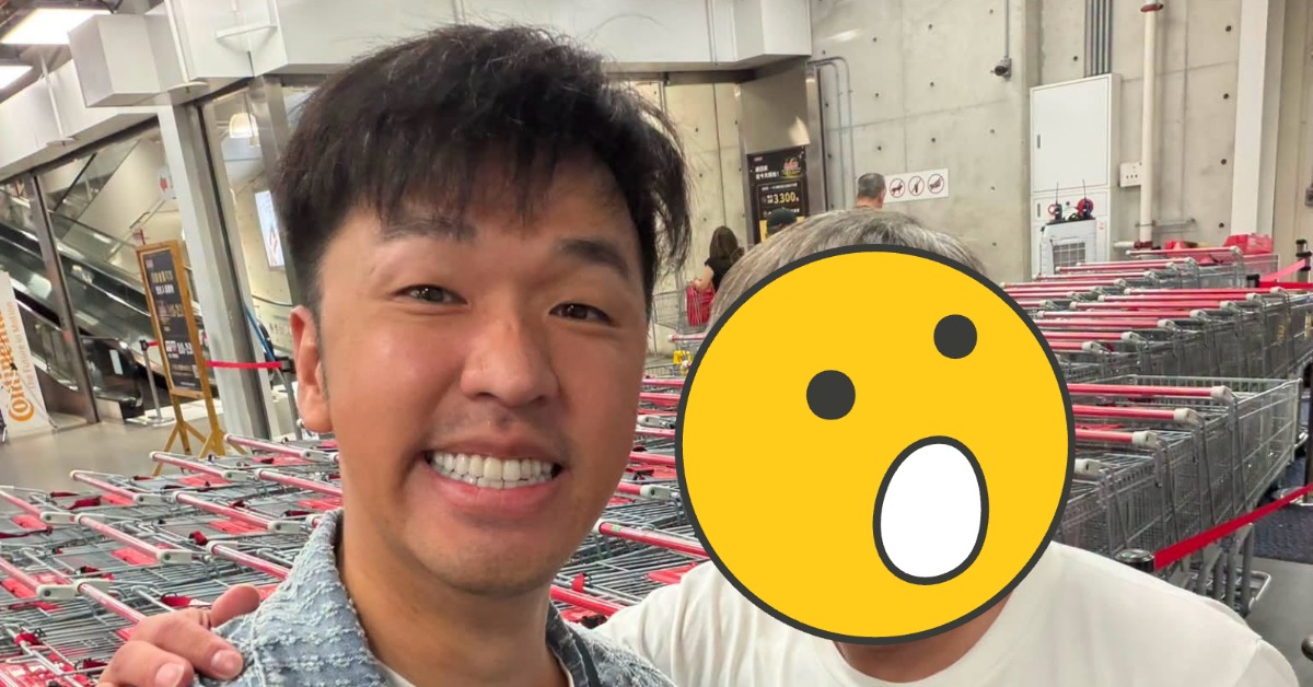 男星香蕉（王俊傑）在大賣場偶遇馬國賢。（圖／翻攝自香蕉 臉書）