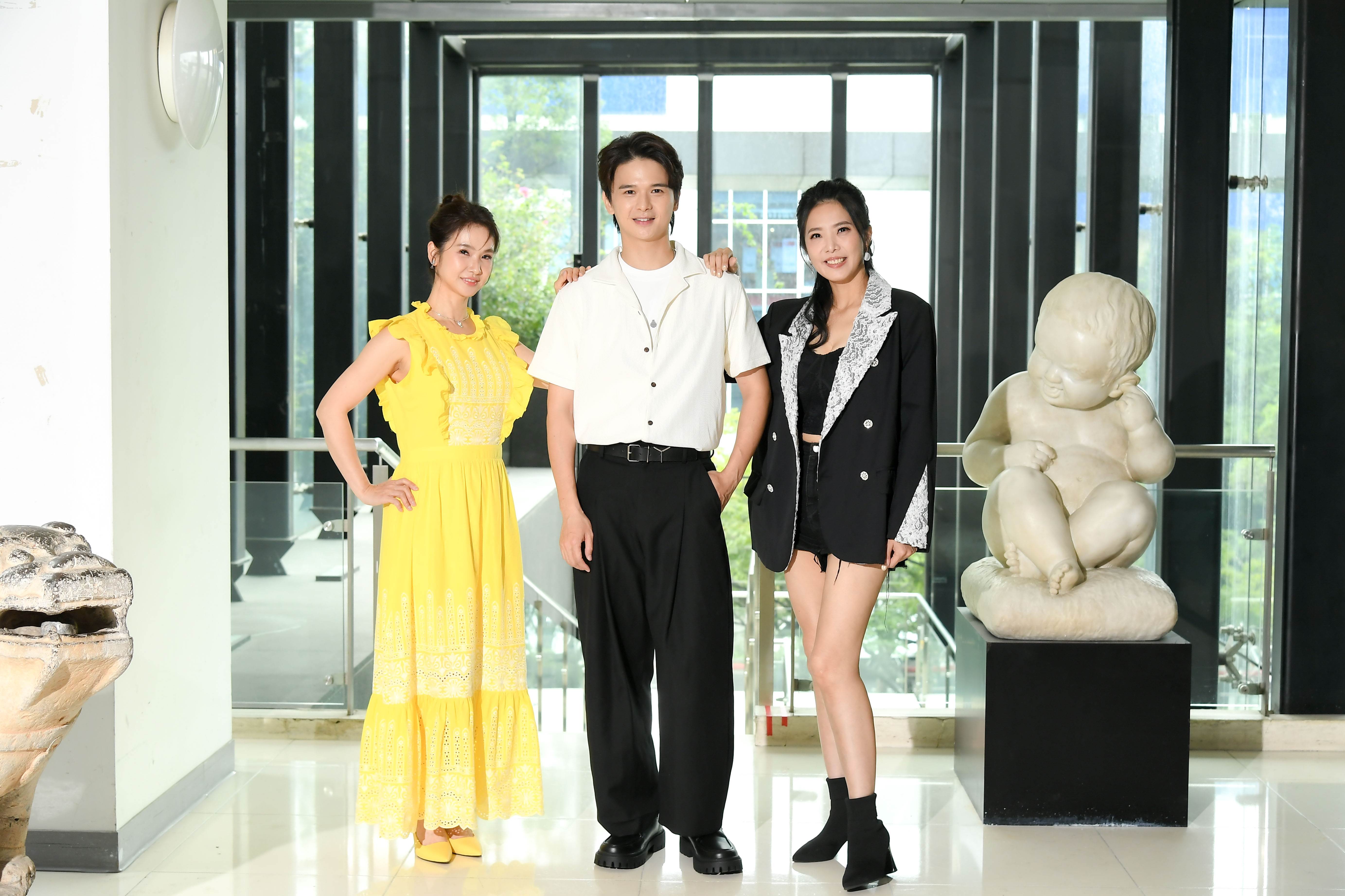 陳小菁、尹彥凱、葉華合體出席八點檔《針線緣》卡司茶敘。（圖／三立）