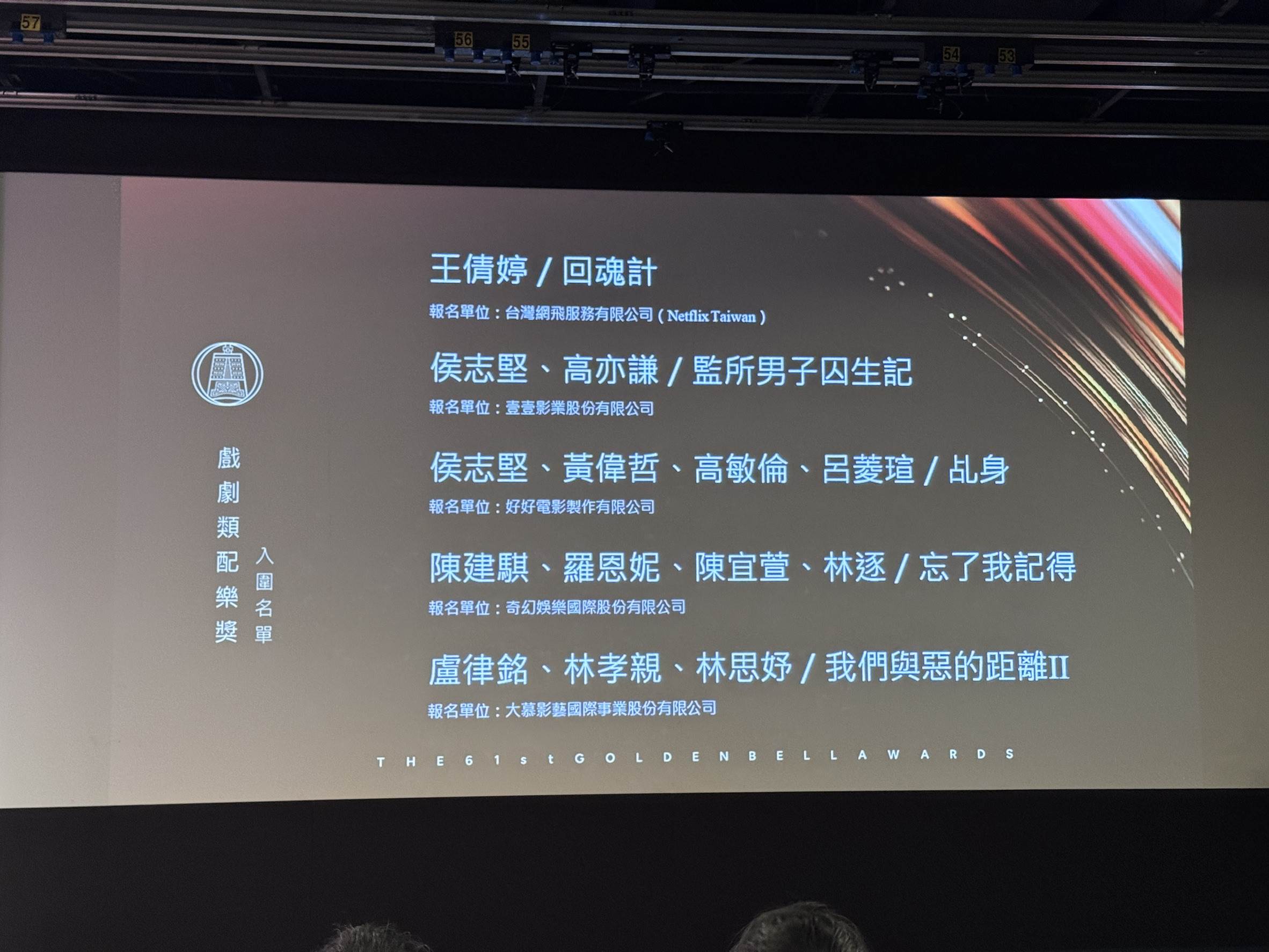 戲劇節目配樂獎入圍名單。（圖／記者黃雅琪攝影）