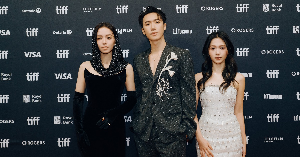宋芸樺（左起）、邱士縉、蕭莉璇共同出席 《告別的年代》多倫多國際影展世界首映。（圖／文策院）
