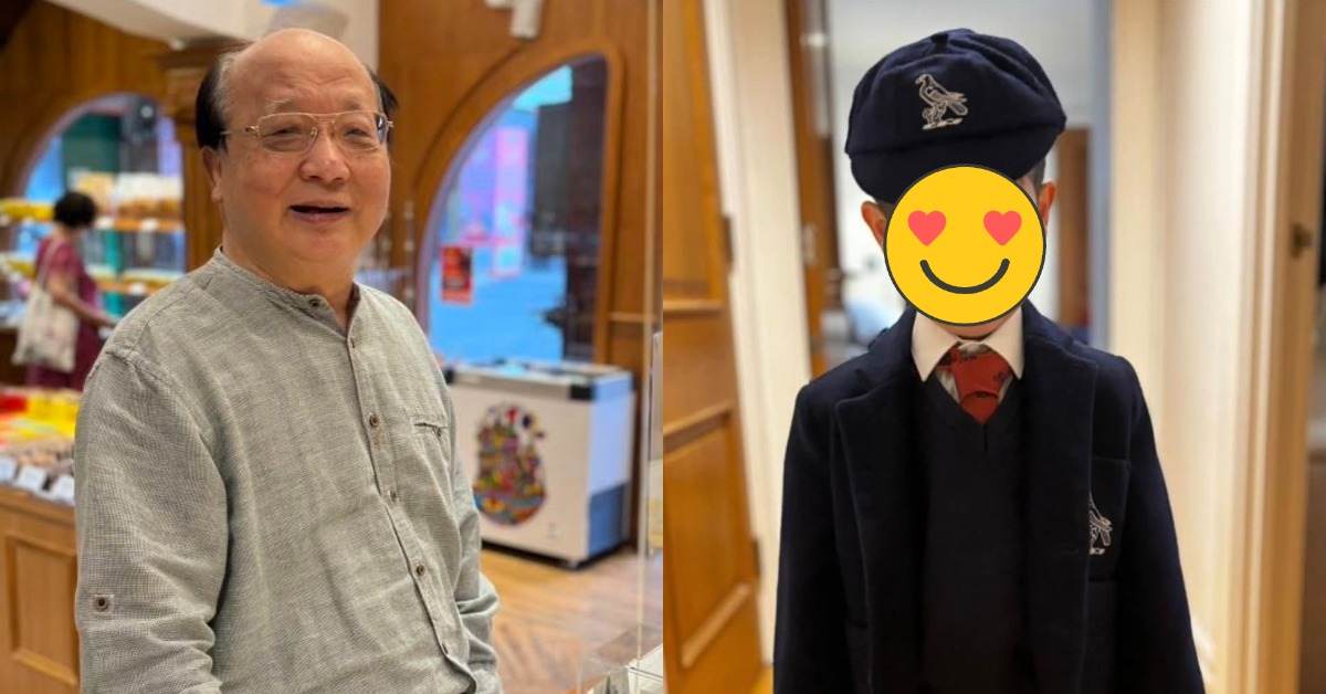 胡志強曬出外孫QQ穿制服的萌照。（圖／翻攝自胡志強臉書）