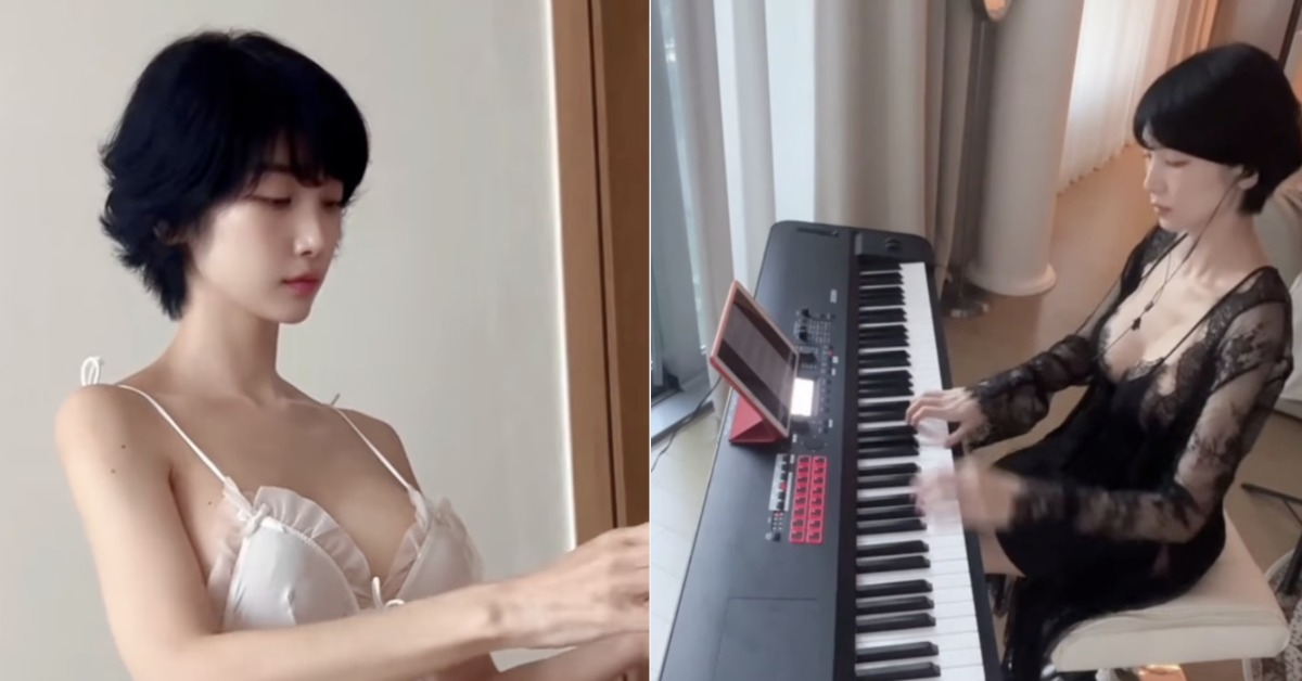 韓國YouTuber林李智Leezy以性感穿搭彈鋼琴廣為人知。（圖／翻攝自Leezy IG）