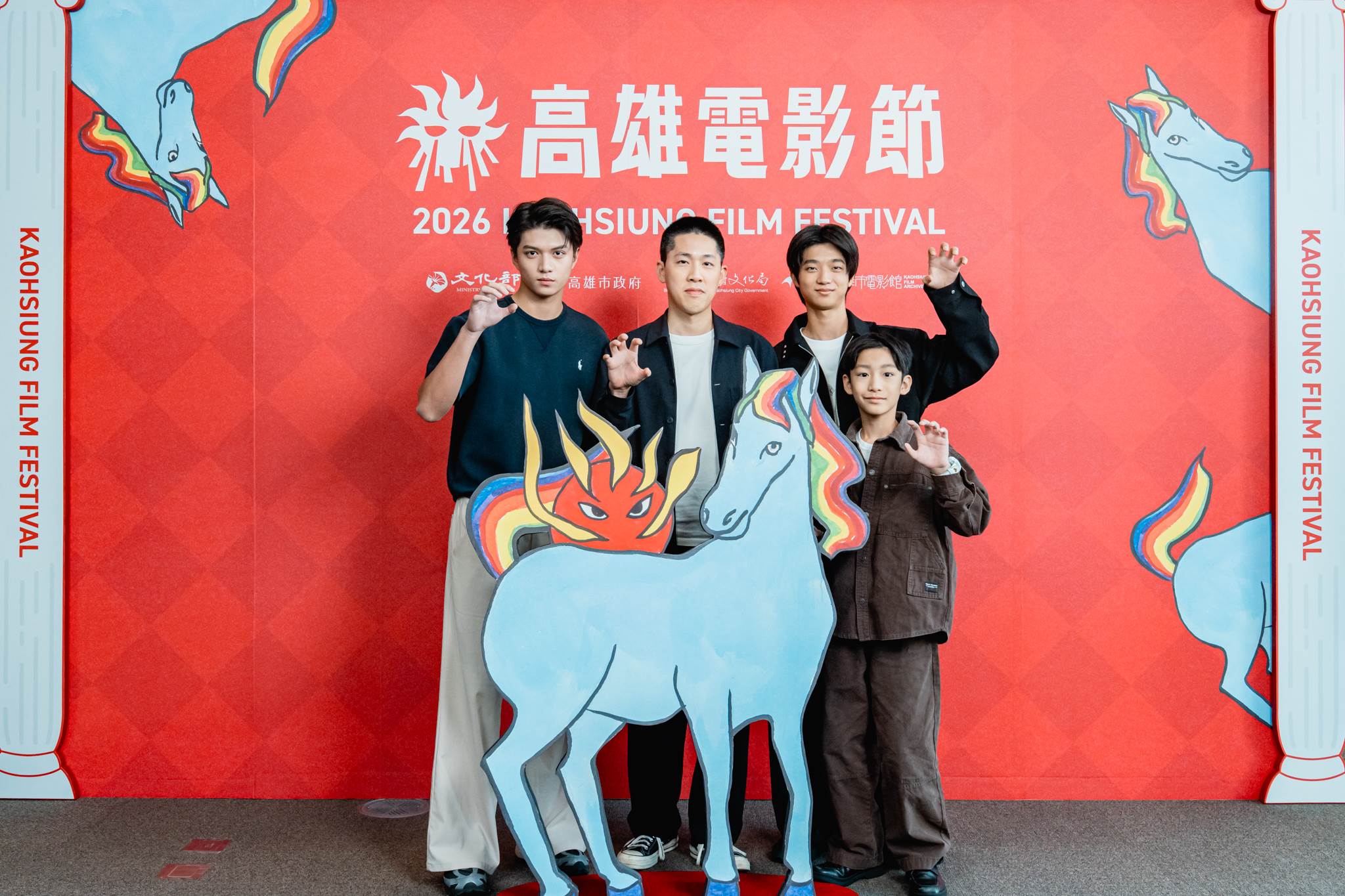 《FUN》演員<a href='https://ent.ebc.net.tw/search/tags/郭大睿/' target='_blank'>郭大睿</a>、導演張猷嵩、演員<a href='https://ent.ebc.net.tw/search/tags/白潤音/' target='_blank'>白潤音</a>、演員謝以樂。（圖／<a href='https://ent.ebc.net.tw/search/tags/高雄電影節/' target='_blank'>高雄電影節</a>）